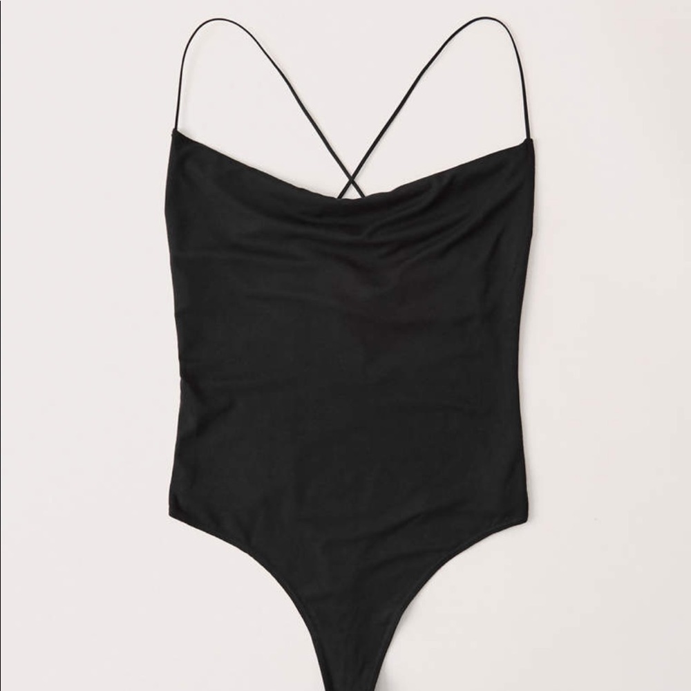A&F NWT Drapey Cowl Neck Bodysuit Black